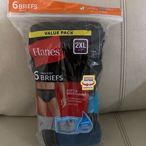 Hanes Men's Black and Blue Briefs 6-Pack
